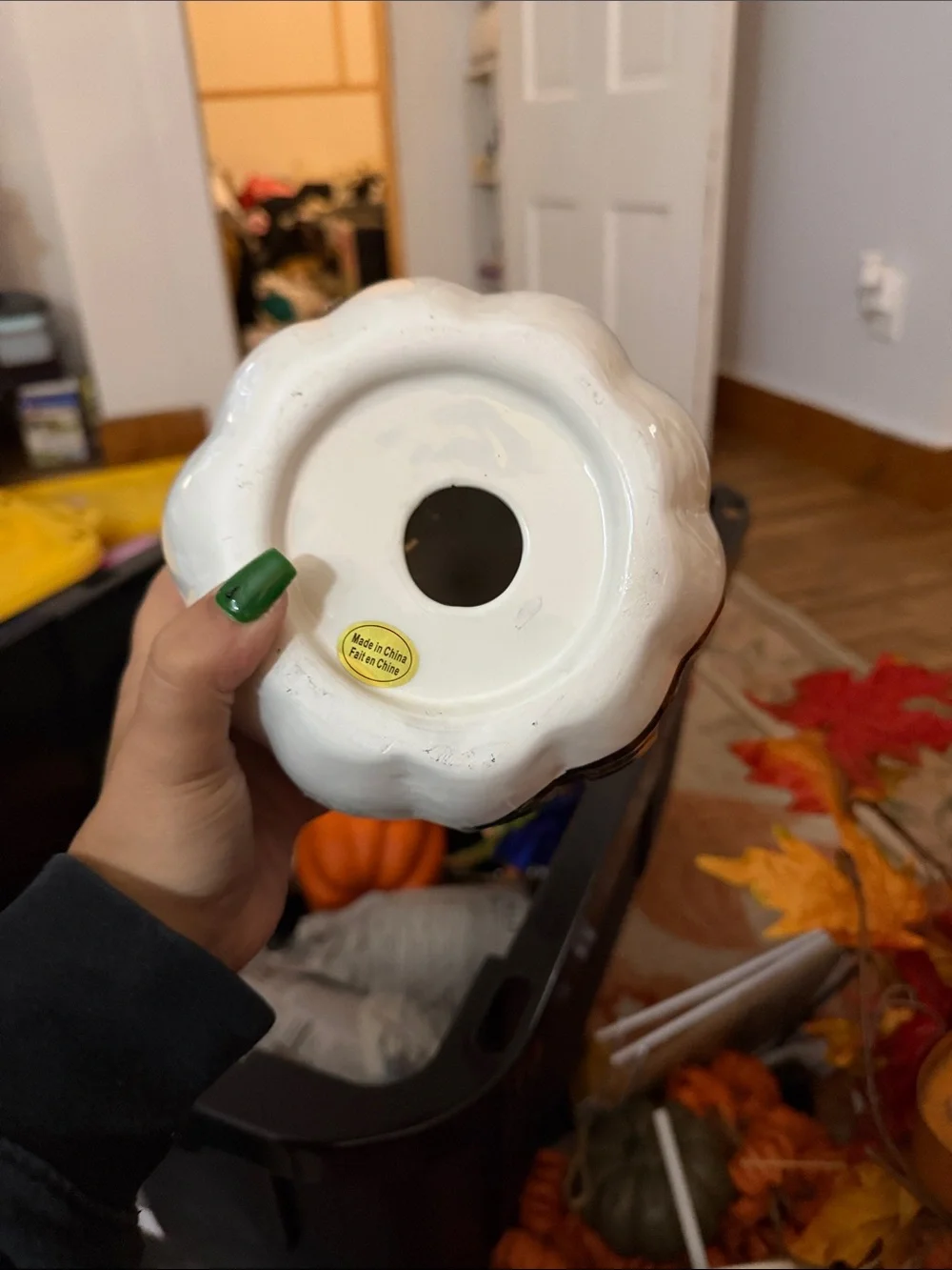 White Ceramic Jack-O'-Lantern Halloween Pumpkin